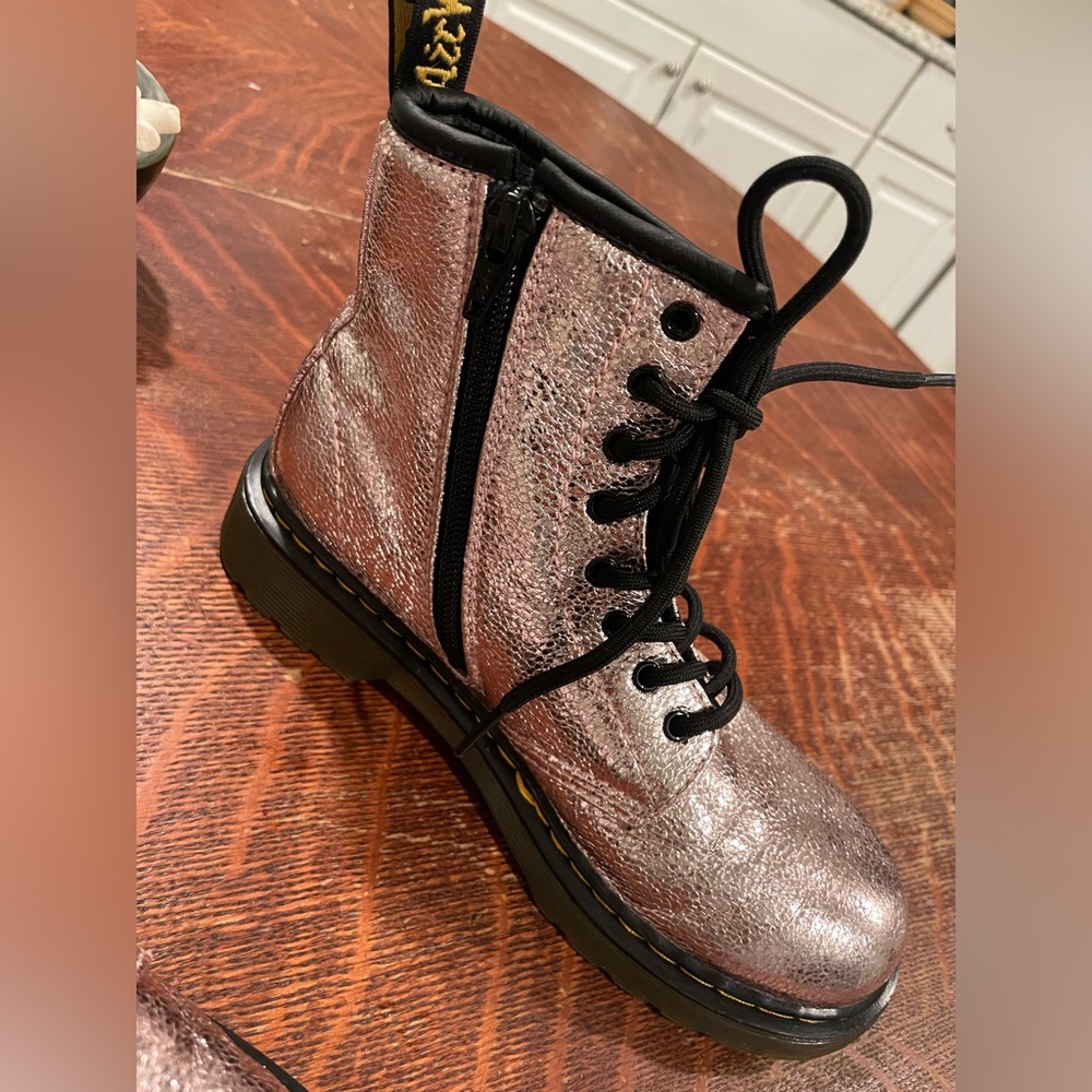 Dr.Martens pink iridescent combat boots